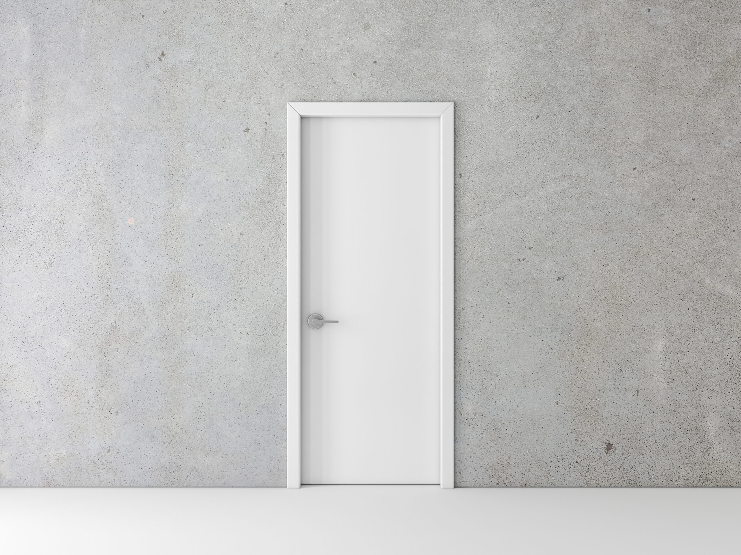 Closed White Door on concrete Wall